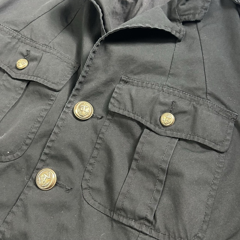 Polo Ralph Lauren Jacket Mens Medium Black Canvas Military Field Lined Pockets - Picture 3 of 7